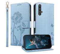 HUANGTAOLI Custodia a portafoglio per Honor 20 Pro, cavalletto e 3 slot per schede, protezione a 360 gradi, antiurto, chiusura magnetica, colore: azzurro cielo