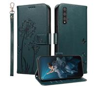 HUANGTAOLI Custodia a portafoglio per Huawei Nova 5T, con supporto e 3 scomparti per schede, protezione a 360 gradi, antiurto, chiusura magnetica, colore blu