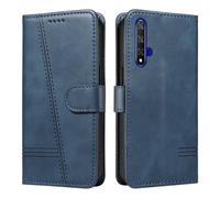HUANGTAOLI Custodia a portafoglio per Huawei Nova 5T, protezione a 360 gradi, antiurto, in pelle PU, con cavalletto e 3 scomparti per schede, blu
