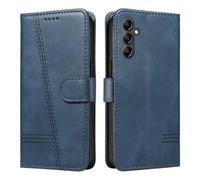 HUANGTAOLI Custodia a portafoglio per Samsung Galaxy M55, protezione a 360 gradi, antiurto, in pelle PU, con cavalletto e 3 scomparti per schede, blu