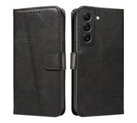 HUANGTAOLI Custodia a portafoglio per Samsung Galaxy S22 5G, protezione a 360 gradi, antiurto, in pelle PU, con cavalletto e 3 scomparti per schede, colore nero