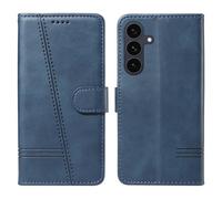 HUANGTAOLI Custodia a portafoglio per Samsung Galaxy S25 FE, protezione a 360 gradi, antiurto, in pelle PU, con cavalletto e 3 scomparti per schede, blu