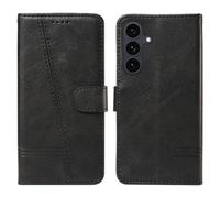 HUANGTAOLI Custodia a portafoglio per Samsung Galaxy S25 FE, protezione a 360 gradi, antiurto, in pelle PU, con cavalletto e 3 scomparti per schede, colore nero