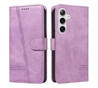 HUANGTAOLI Custodia a portafoglio per Samsung Galaxy S25, protezione a 360 gradi, antiurto, in pelle PU, con cavalletto e 3 scomparti per schede, viola