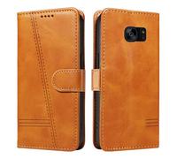 HUANGTAOLI Custodia a portafoglio per Samsung Galaxy S7 Edge, protezione a 360 gradi, antiurto, in pelle PU, con cavalletto e 3 scomparti per schede, colore: giallo