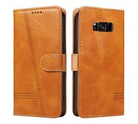 HUANGTAOLI Custodia a portafoglio per Samsung Galaxy S8 Plus, protezione a 360 gradi, antiurto, in pelle PU, con cavalletto e 3 scomparti per schede, colore: giallo