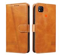 HUANGTAOLI Custodia a portafoglio per Xiaomi Redmi 9C, protezione a 360 gradi, antiurto, in pelle PU, con cavalletto e 3 scomparti per schede, colore: giallo