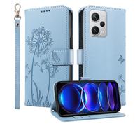 HUANGTAOLI Custodia a portafoglio per Xiaomi Redmi Note 12 Discovery, cavalletto e 3 slot per schede, protezione a 360 gradi antiurto chiusura magnetica Flip Cover, azzurro cielo