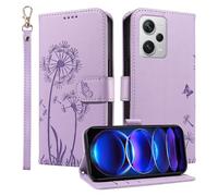 HUANGTAOLI Custodia a portafoglio per Xiaomi Redmi Note 12 Discovery, cavalletto e 3 slot per schede, protezione a 360 gradi antiurto chiusura magnetica Flip Cover, viola
