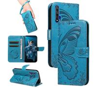 HUANGTAOLI Custodia per Honor 20, Porta Carte e Cavalletto, Protezione a 360 Gradi e Assorbe Gli Urti, Portafoglio in Pelle Slim Fit e Flessibile Cover, Blue