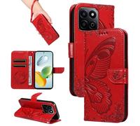 HUANGTAOLI Custodia per Honor 200 Smart 5G, Porta Carte e Cavalletto, Protezione a 360 Gradi e Assorbe Gli Urti, Portafoglio in Pelle Slim Fit e Flessibile Cover, Red