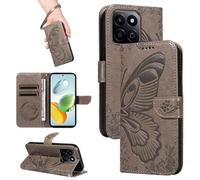 HUANGTAOLI Custodia per Honor 200 Smart 5G, Porta Carte e Cavalletto, Protezione a 360 Gradi e Assorbe Gli Urti, Portafoglio in Pelle Slim Fit e Flessibile Cover, Grey