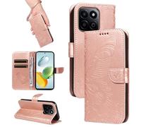 HUANGTAOLI Custodia per Honor 200 Smart 5G, Porta Carte e Cavalletto, Protezione a 360 Gradi e Assorbe Gli Urti, Portafoglio in Pelle Slim Fit e Flessibile Cover, Rose Gold