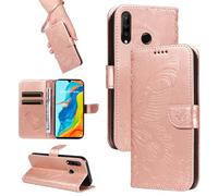 HUANGTAOLI Custodia per Huawei P30 Lite New Edition, Porta Carte e Cavalletto, Protezione a 360 Gradi e Assorbe Gli Urti, Portafoglio in Pelle Slim Fit e Flessibile Cover, Rose Gold