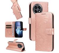 HUANGTAOLI Custodia per OnePlus 13R 5G, Porta Carte e Cavalletto, Protezione a 360 Gradi e Assorbe Gli Urti, Portafoglio in Pelle Slim Fit e Flessibile Cover, Rose Gold
