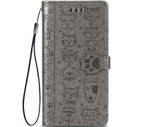 HUANGTAOLI Custodia per Samsung Galaxy M55, Cavalletto e 3 Carte Slots, Portafoglio in Pelle, Assorbe Gli Urti e Protezione a 360 Gradi