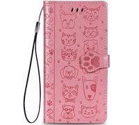 HUANGTAOLI Custodia per Samsung Galaxy M55, Cavalletto e 3 Carte Slots, Portafoglio in Pelle, Assorbe Gli Urti e Protezione a 360 Gradi