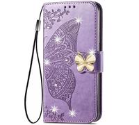 HUANGTAOLI Custodia per Ulefone Note 15, Portafoglio in Pelle con Strass Bling, Cavalletto e 3 Carte Slots, Assorbe Gli Urti e Protezione a 360 Gradi