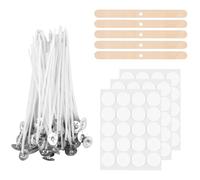 HuangXinyu Stoppini per Candele, 100 Pezzi, stoppini per Candele, 20 cm, stoppini Naturali con Porta stoppino in Legno e Adesivi per stoppini su Entrambi i Lati, per la Produzione di Candele