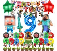 Huangzd 54 Pezzi Kit Palloncini Compleanno Pixe 9 Anni Ragazzo, Palloncini Pixe, Palloncino Foil Decorazioni Compleanno, Palloncino per Festa di Compleanno Bambini (9)