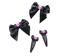 HUANIZI 4 pezzi/set Punk Cranio Bowknot Forcina per Donna Carino Stile Dolce Fascino Clip di Capelli Estetica Accessori Per Capelli