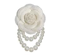HUANIZI Spilla a forma di fiore di camelia in tessuto con perle e corpetto di moda per accessori da donna per colletto camicia da donna, as the pic show, Metallo, Senza pietre preziose