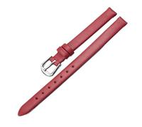 HuanJ Cinturino For Orologio Da Polso In Vera Pelle, Alla Moda Donna, Mini 6 Mm, 8, 10, 12, Colore Rosso E Bianco, Piccolo(Red silver buckle,12mm)
