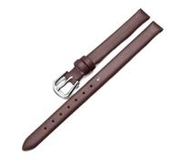 HuanJ Cinturino For Orologio Da Polso In Vera Pelle, Alla Moda Donna, Mini 6 Mm, 8, 10, 12, Colore Rosso E Bianco, Piccolo(Brown silver buckle,12mm)