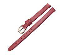 HuanJ Cinturino For Orologio Da Polso In Vera Pelle, Alla Moda Donna, Mini 6 Mm, 8, 10, 12, Colore Rosso E Bianco, Piccolo(Red rose buckle,10mm)