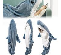 Huanmin Shark Blanket - Felpa con cappuccio Shark Blanket Adult Shark Wearable Blanket per adulti Super Soft Cozy Shark Sleeping Bag Shark Tail Wearable Fleece Throw Blanket, Shark Onesie Blanket, 190