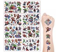 Huanmin Tatuaggi Temporanei per Bambini, Tatuaggi Temporanei di Supereroi per Bambini, Adesivi per Tatuaggi da 8 Fogli, Set di Adesivi di Oltre 180 Stili, Materiale Scolastico per Bambini