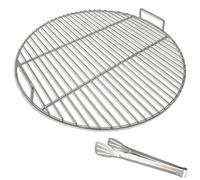 Huanniu - Griglia Rotonda in Acciaio Inossidabile 304,con pinze per Barbecue, Diametro 44,5 cm, Adatta per Barbecue Weber Ball da 47 cm, Carbone di Legna, griglia Rotonda Portatile
