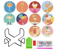 HUANR 10 Pezzi Sottobicchieri Personalizzati, 10 cm Sottobicchieri Diamond Painting, Set Pittura Diamante, per Gli Amanti dei Cocktail