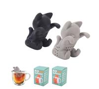 HUANR 2 Pezzi Filtro Te Infusione, Silicone Filtro per Tisane, Forma Gattino Filtro Tisana Infusione, Nero e Grigio Filtri per Tisane Sfuse, per Tè, Regalo Inaugurazione Casa, Regalo Amanti Tè