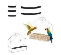 HUANR 2 Pezzi Mangiatoia per Uccelli da Finestra, Ventose Mangiatoia per Uccelli, Trasparenti Casetta Uccellini, a Forma di Capanna, con Strisce Adesive, 15 x 15 x 6 cm, per Dieta Degli Uccelli