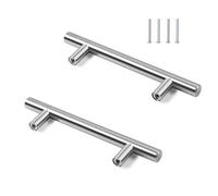 HUANR 2 Pezzi Maniglie Cucina, Lunghezza 20 cm Maniglie Armadio, Distanza Tra i Fori 128 mm, Forma T Maniglie per Mobili con Viti, Maniglie per Cassetti per Cassetti, Armadi