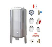 HuanSebesity Bidone Acqua Serbatoio a Pressione per Acqua Pozzo in Acciaio Inossidabile 200 160 100 60 Litri,Contenitori per Acqua Autopressurizzati da Giardino con Kit Completo Withcleaningport-100L