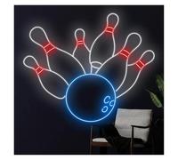 HUANTY con Luce per Decorazione e Atmosfera Insegne al Neon A LED Bowling con Alimentazione USB, Luminosità Regolabile, Luci al Neon Let's Bowling, Adatte per Decorazioni da Bistrot(80CM)