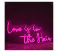 HUANTY con Luce per Decorazione e Atmosfera L'Amore È nei Capelli LED Neon Sign USB Matrimonio Fidanzamento Estetica Luce Parola Neon Casa Hotel Festa Decorazione Lampada al Neon 42cmx20cm(Rosa)