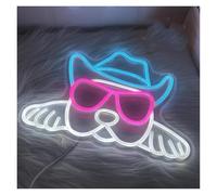 HUANTY con Luce per Decorazione e Atmosfera Occhiali da Sole Cane Neon, Porta Un Senso Dell'umorismo E Una personalità Unica allo Spazio 23.4x33.3cm
