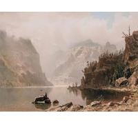 HUANTY Stampe su tela per pareti Paesaggio Invernale Di Campagna, Ghiacciaio, Neve, Montagna, Baita, Poster Vintage, Senza Cornice, Dipinti Su Tela, Arredamento Per La Casa(J,30x40cm)