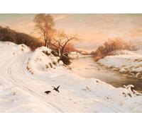 HUANTY Stampe su tela per pareti Paesaggio Invernale Di Campagna, Ghiacciaio, Neve, Montagna, Baita, Poster Vintage, Senza Cornice, Dipinti Su Tela, Arredamento Per La Casa(UN,50x70cm)