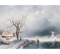 HUANTY Stampe su tela per pareti Paesaggio Invernale Di Campagna, Ghiacciaio, Neve, Montagna, Baita, Poster Vintage, Senza Cornice, Dipinti Su Tela, Arredamento Per La Casa(I,60X90cm)
