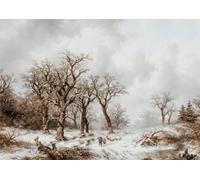 HUANTY Stampe su tela per pareti Paesaggio Invernale Di Campagna, Ghiacciaio, Neve, Montagna, Baita, Poster Vintage, Senza Cornice, Dipinti Su Tela, Arredamento Per La Casa(B,30x40cm)