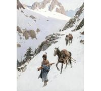 HUANTY Stampe su tela per pareti Paesaggio Invernale Di Campagna, Ghiacciaio, Neve, Montagna, Baita, Poster Vintage, Senza Cornice, Dipinti Su Tela, Arredamento Per La Casa(K,40x60cm)