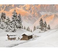 HUANTY Stampe su tela per pareti Paesaggio Invernale Di Campagna, Ghiacciaio, Neve, Montagna, Baita, Poster Vintage, Senza Cornice, Dipinti Su Tela, Arredamento Per La Casa(M,30x40cm)