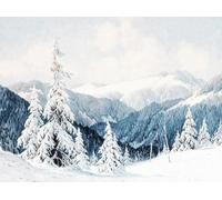 HUANTY Stampe su tela per pareti Paesaggio Invernale Di Campagna, Ghiacciaio, Neve, Montagna, Baita, Poster Vintage, Senza Cornice, Dipinti Su Tela, Arredamento Per La Casa(G,60X90cm)