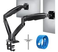 HUANUO Supporto per schermo PC 2 schermo ultra largo da 15 a 35 pollici, braccio per schermo PC a molla a gas con cavo USB, braccio schermo PC a movimento completo, peso fino a 12 kg