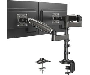 HUANUO Supporto schermo PC 2 schermo da 13 a 32 pollici, braccio per schermo PC regolabile in altezza, braccio schermo PC a movimento completo supporto VESA 75 x 75/100 x 100 mm