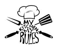 HUANYIN Adesivo murale My Kitchen My Rule Chef Restaurant Sticker Mural Restaurant Artist Home Decal Hotel Home Decalcomania, 57x71cm